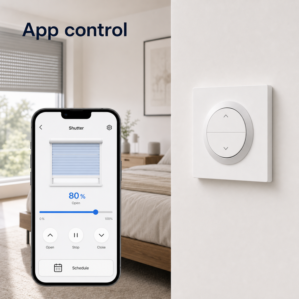 App control screen for NéoShade Orb-Matter Pro roller shutter wall switch