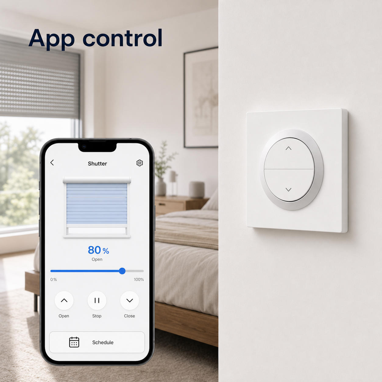 App control screen for NéoShade Orb-Matter Pro roller shutter wall switch