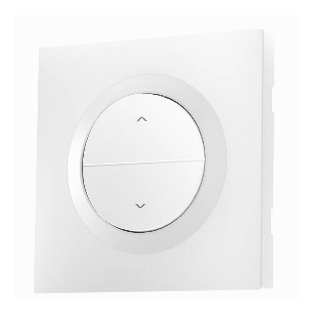 Commande de volet NéoShade Orb-Matter Pro blanche vue frontale sur fond blanc.