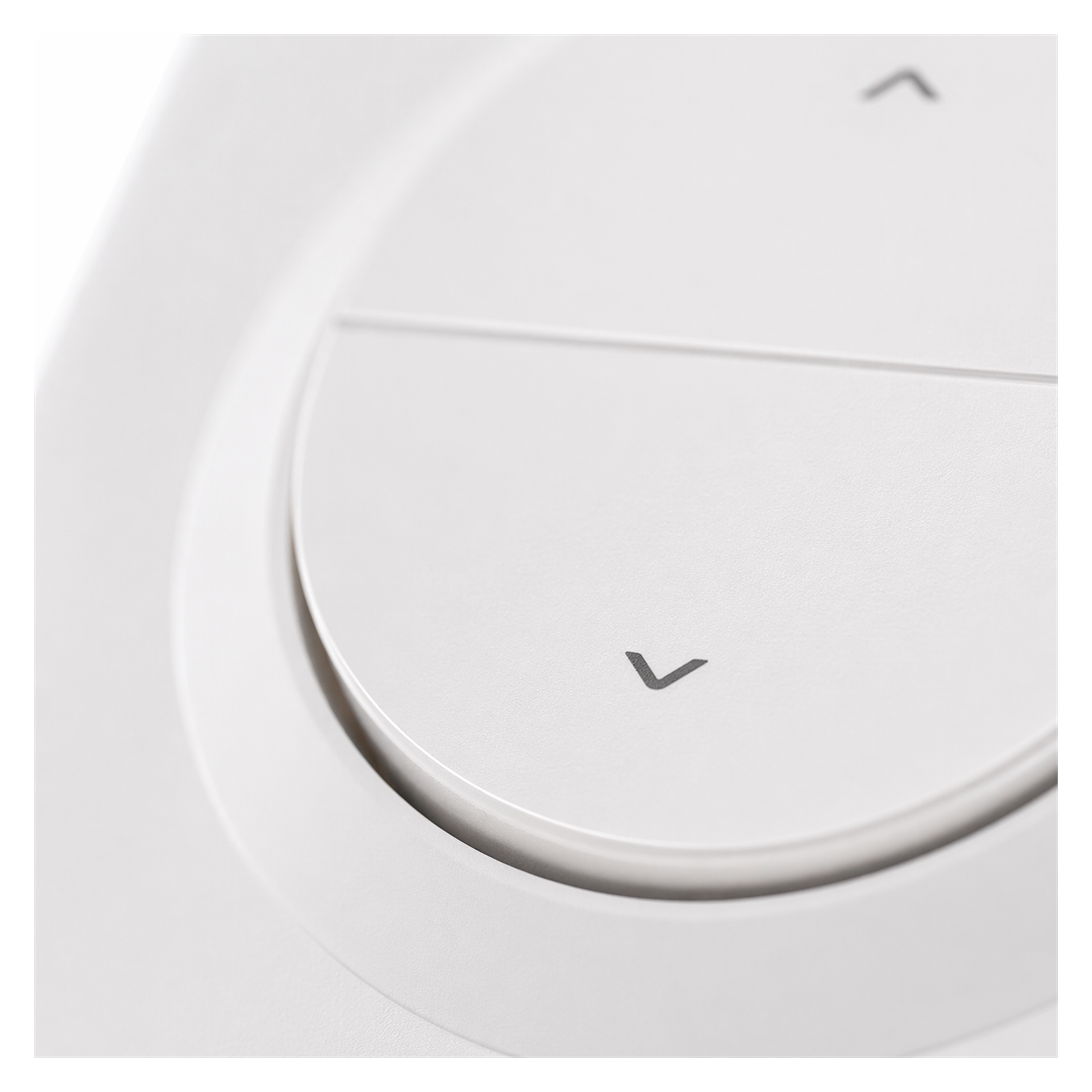Détail du bouton circulaire de la commande de volet NéoShade Orb-Matter Pro sur fond blanc.