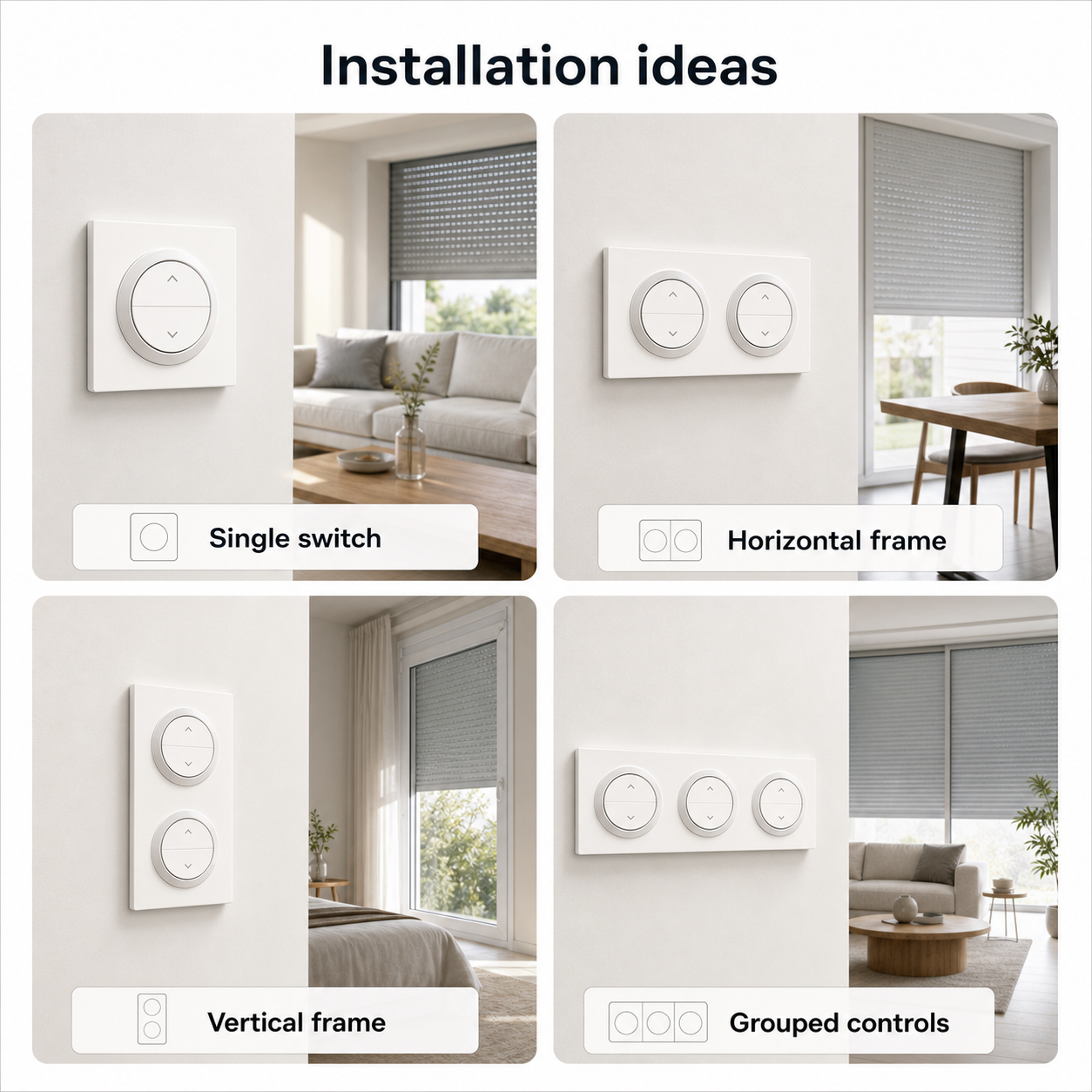 Installation ideas for NéoShade Orb-Matter Pro shutter wall control in modern interiors
