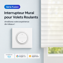NéoShade Orb-Matter Pro, interrupteur mural pour volets roulants de la série Fusion avec compatibilité Matter, Google Home, Alexa et Apple Home.
