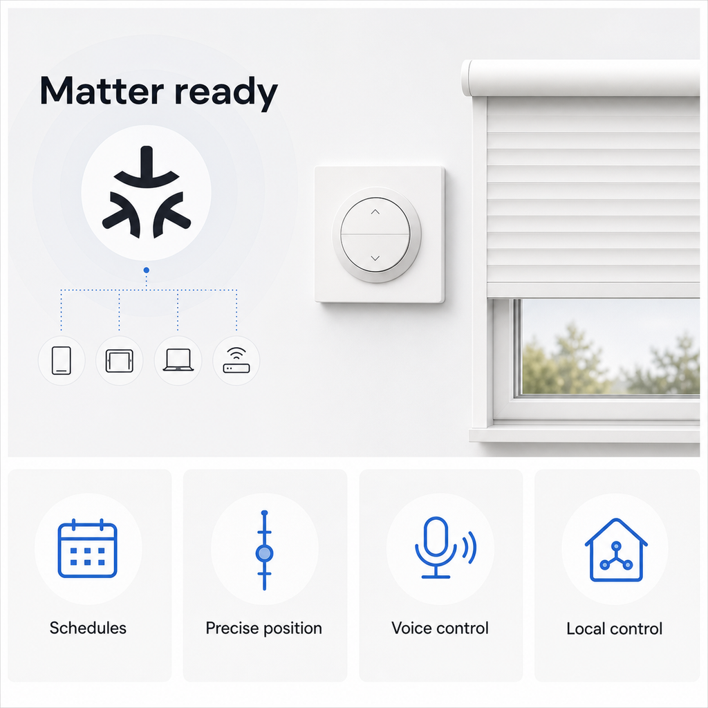Matter-ready feature overview for NéoShade Orb-Matter Pro shutter control