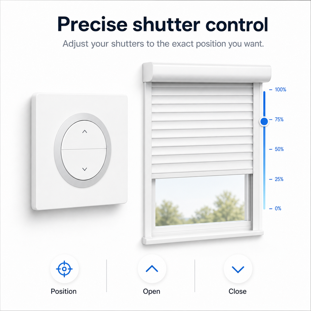 Precise shutter position control with NéoShade Orb-Matter Pro wall switch