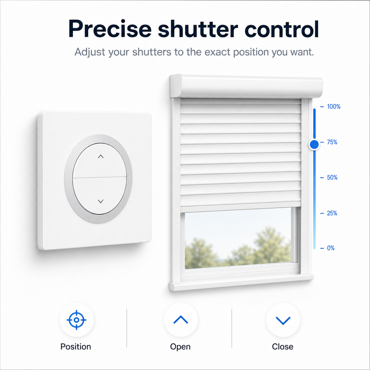 Precise shutter position control with NéoShade Orb-Matter Pro wall switch