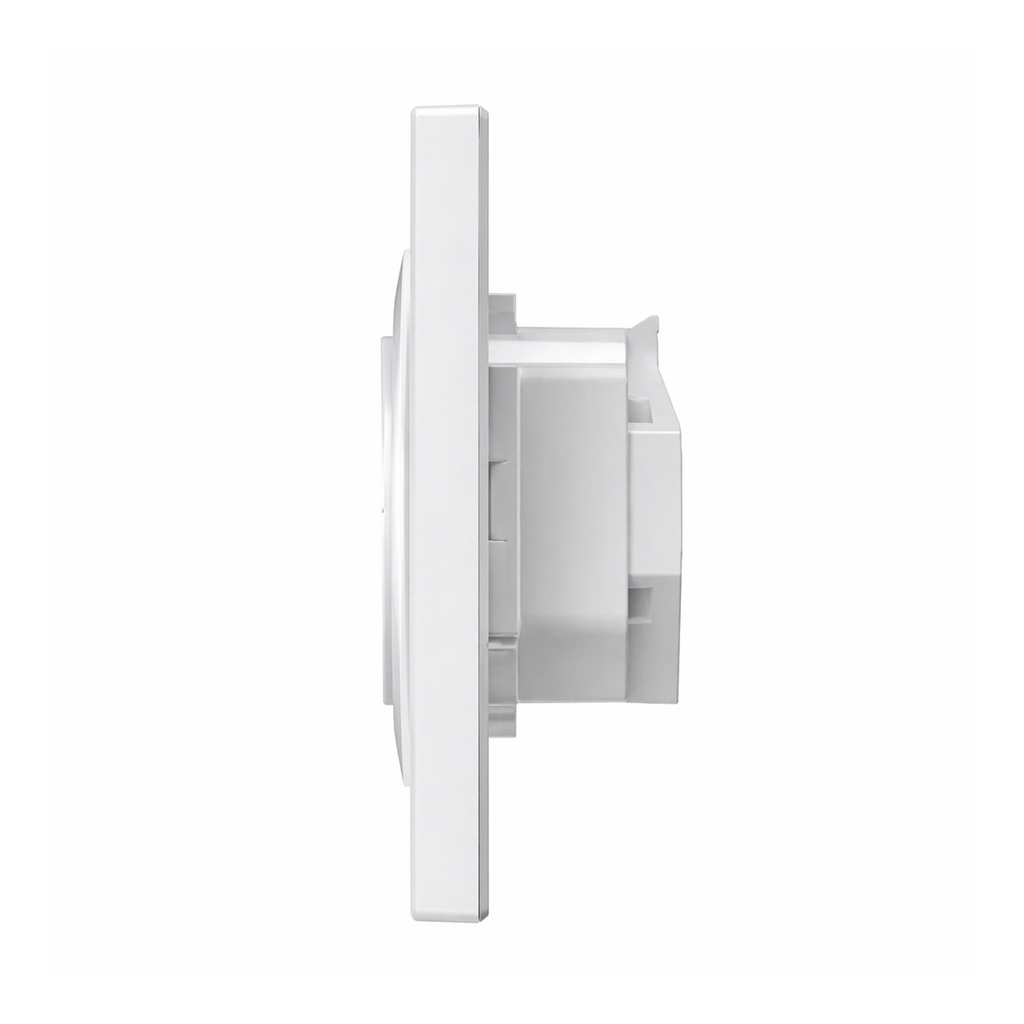 Profil latéral de la commande de volet NéoShade Orb-Matter Pro sur fond blanc.