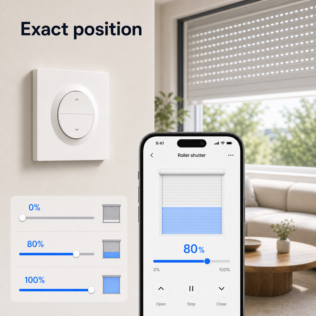 Exact shutter position control screen for NéoShade Orb-ZigBee Pro