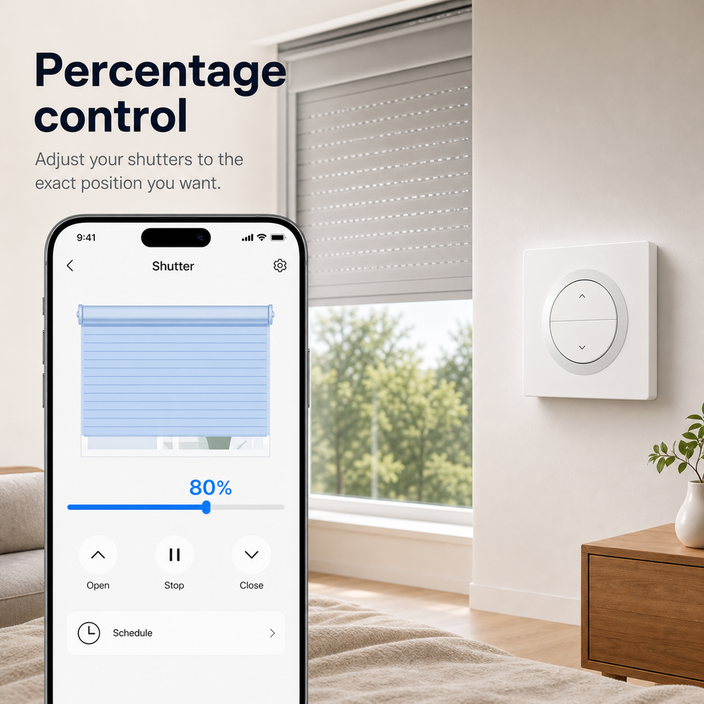 Percentage shutter control for NéoShade Orb-ZigBee Pro with app slider