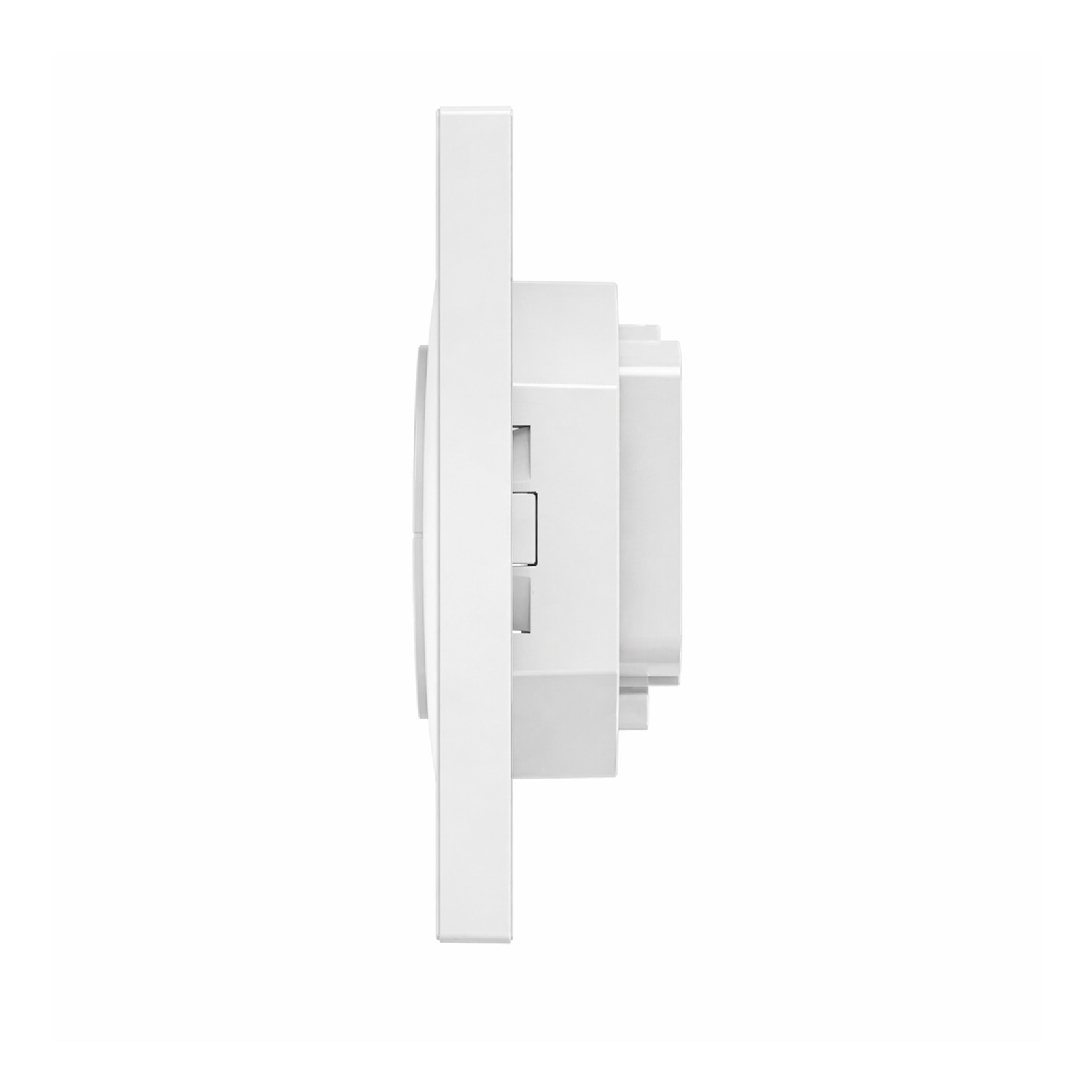 Profil latéral de la commande de volet NéoShade Orb-ZigBee Pro sur fond blanc.