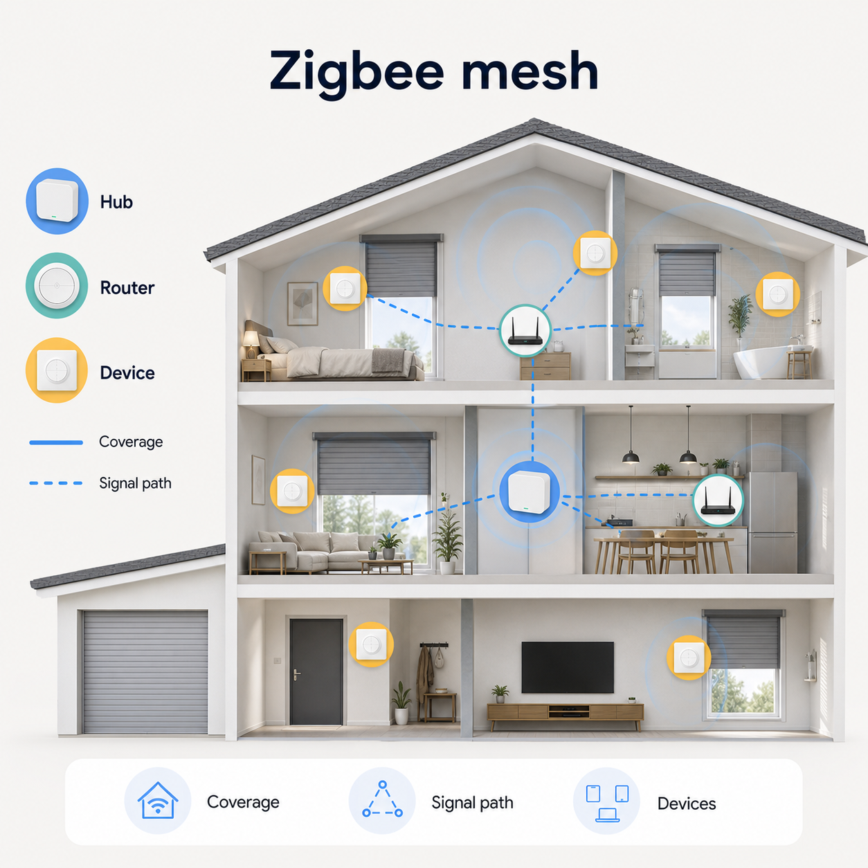 Zigbee mesh network overview for NéoShade Orb-ZigBee Pro shutter control