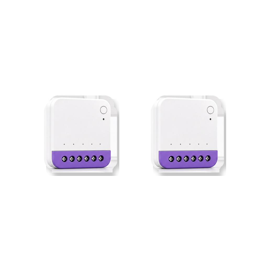 Lot de 2 modules NéoShade Relay Matter Pro pour stores et volets sur fond blanc