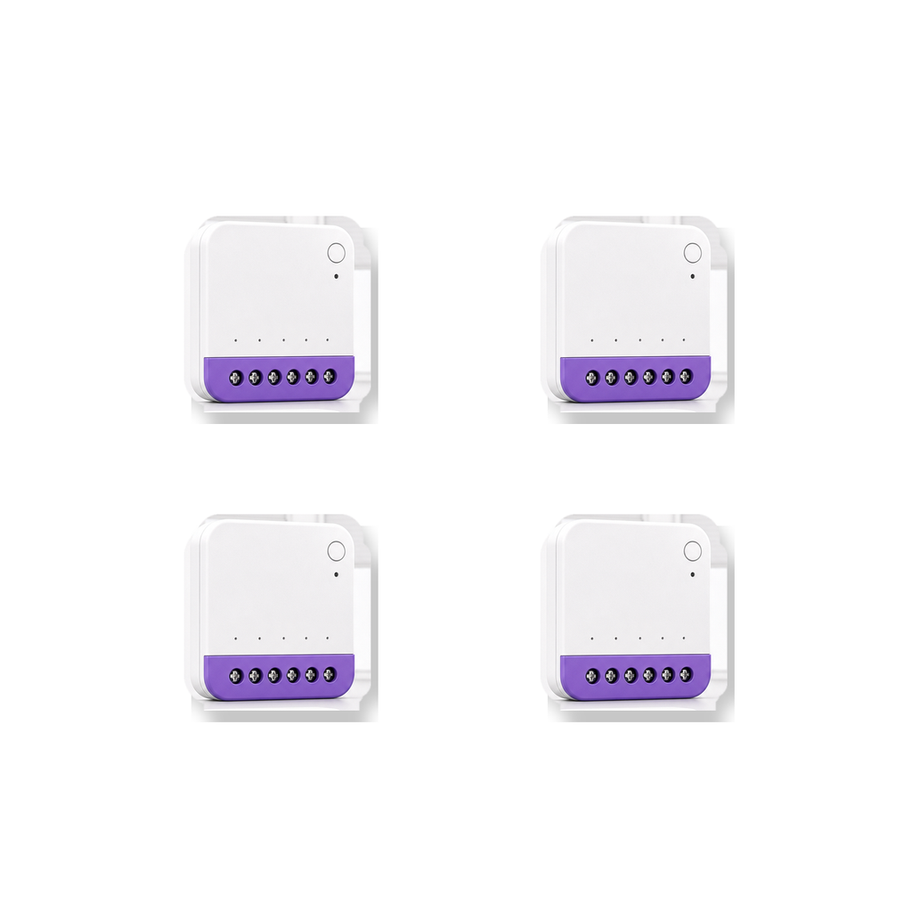 Lot de 4 modules NéoShade Relay Matter Pro pour stores et volets sur fond blanc