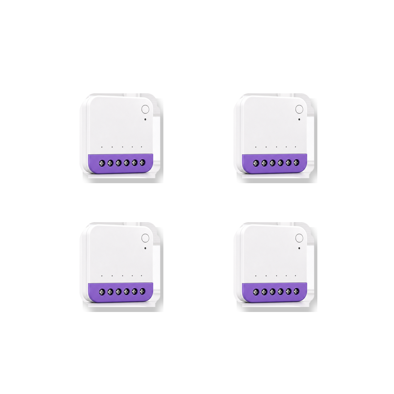 Lot de 4 modules NéoShade Relay Matter Pro pour stores et volets sur fond blanc