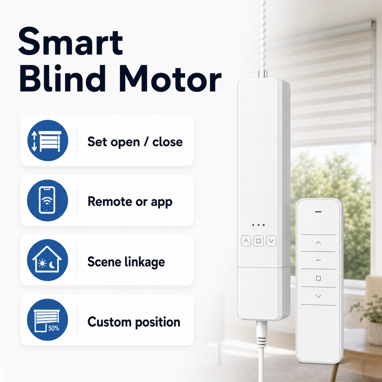 Feature summary for smart blind motor kit