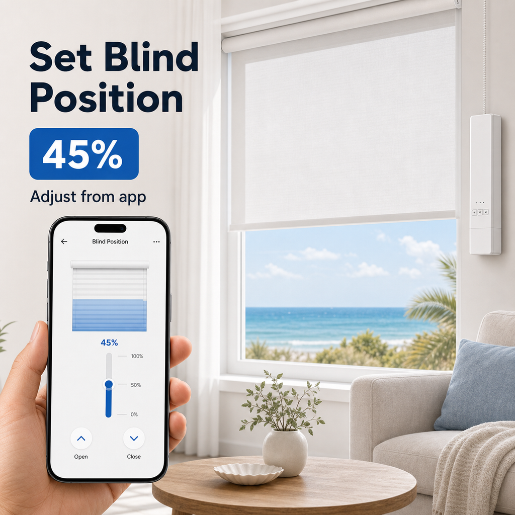Blind position control screen with percentage setting