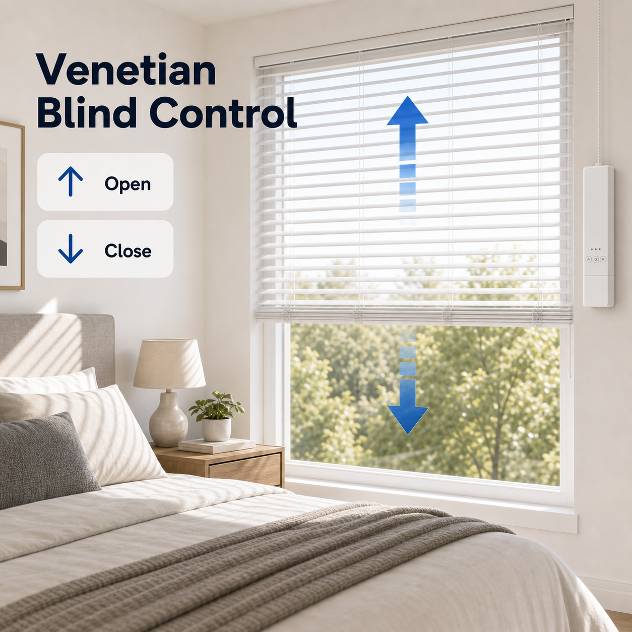 Venetian blind control scene with white motor