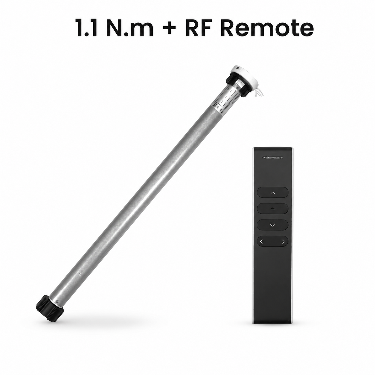 Variant packshot of 1.1 N.m roller blind motor with RF remote