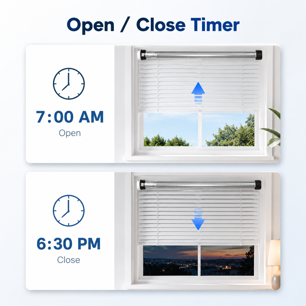 Open and close timer visual for automated roller blinds