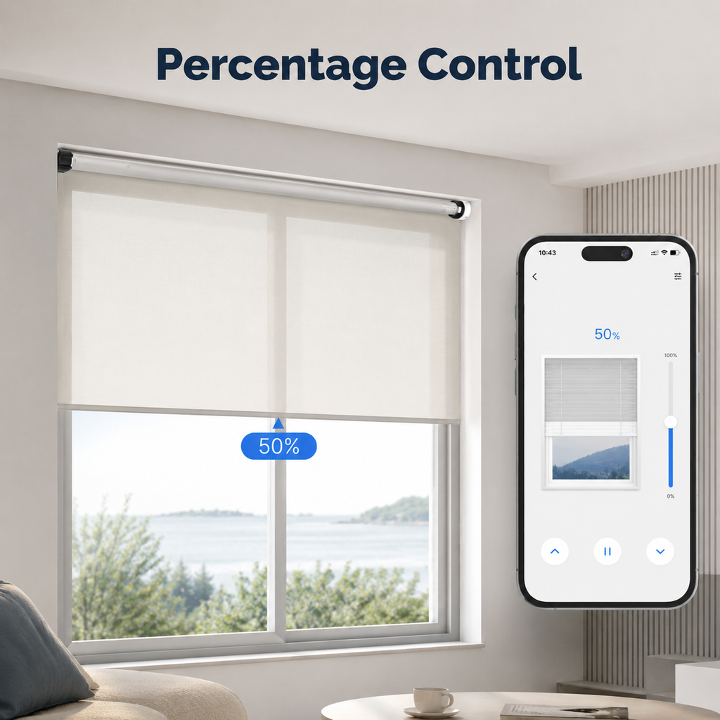Percentage control visual for setting roller blind position