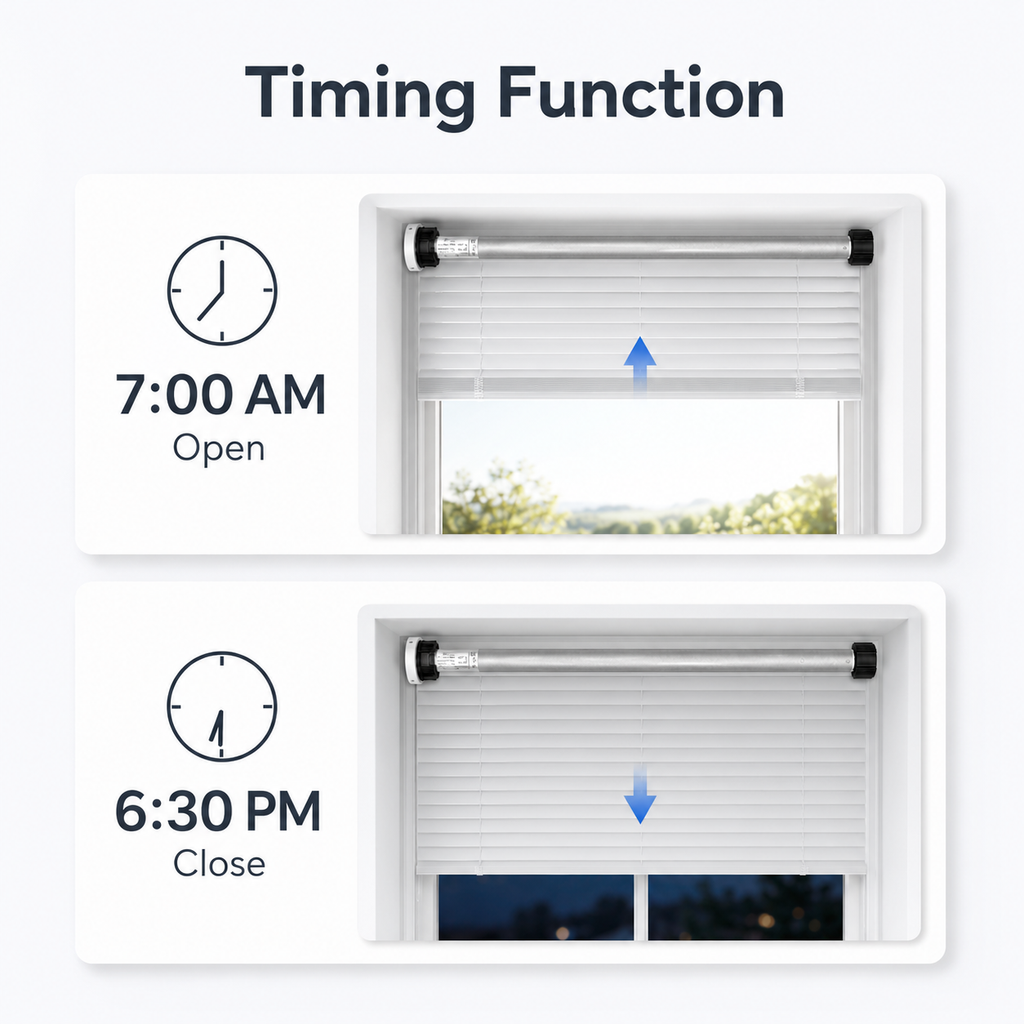 Timing schedule image for opening and closing motorized blinds