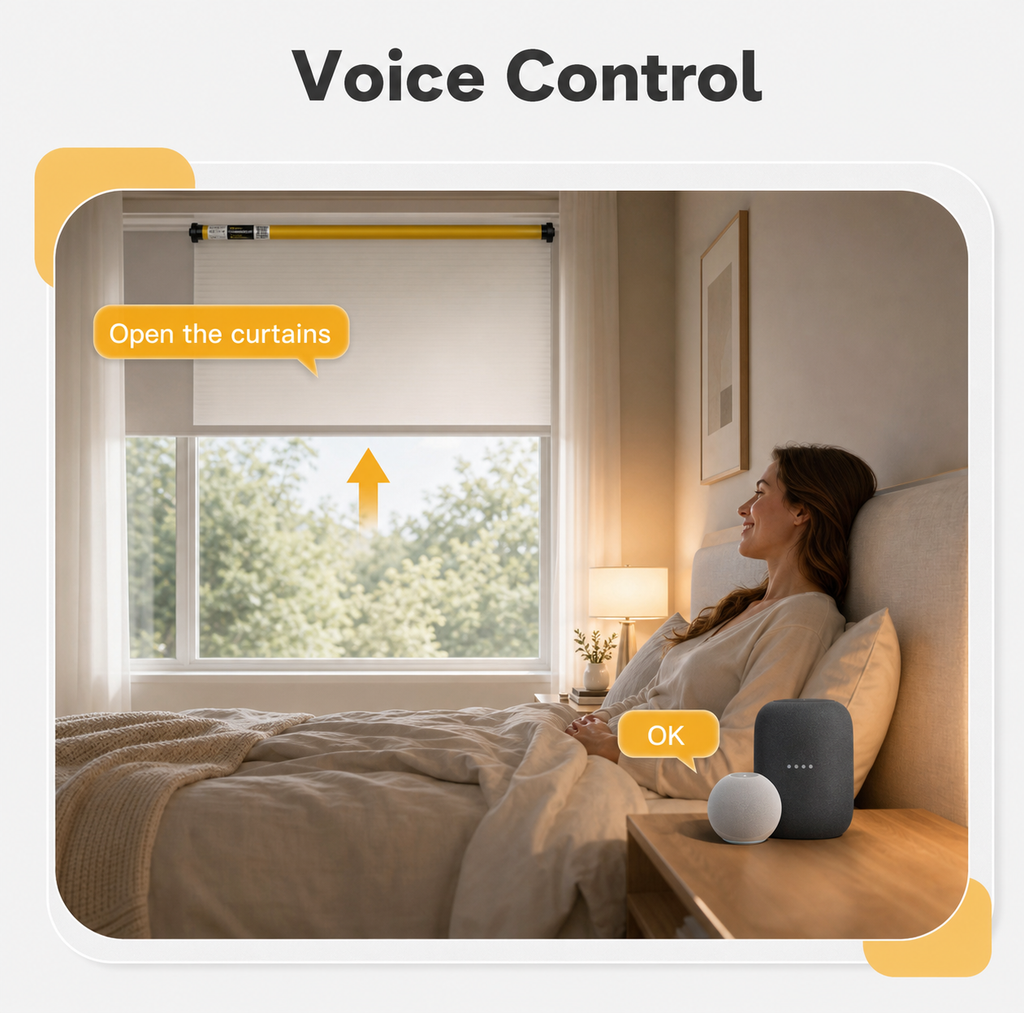 NéoShade Tube Matter Comfort voice control for motorized blinds