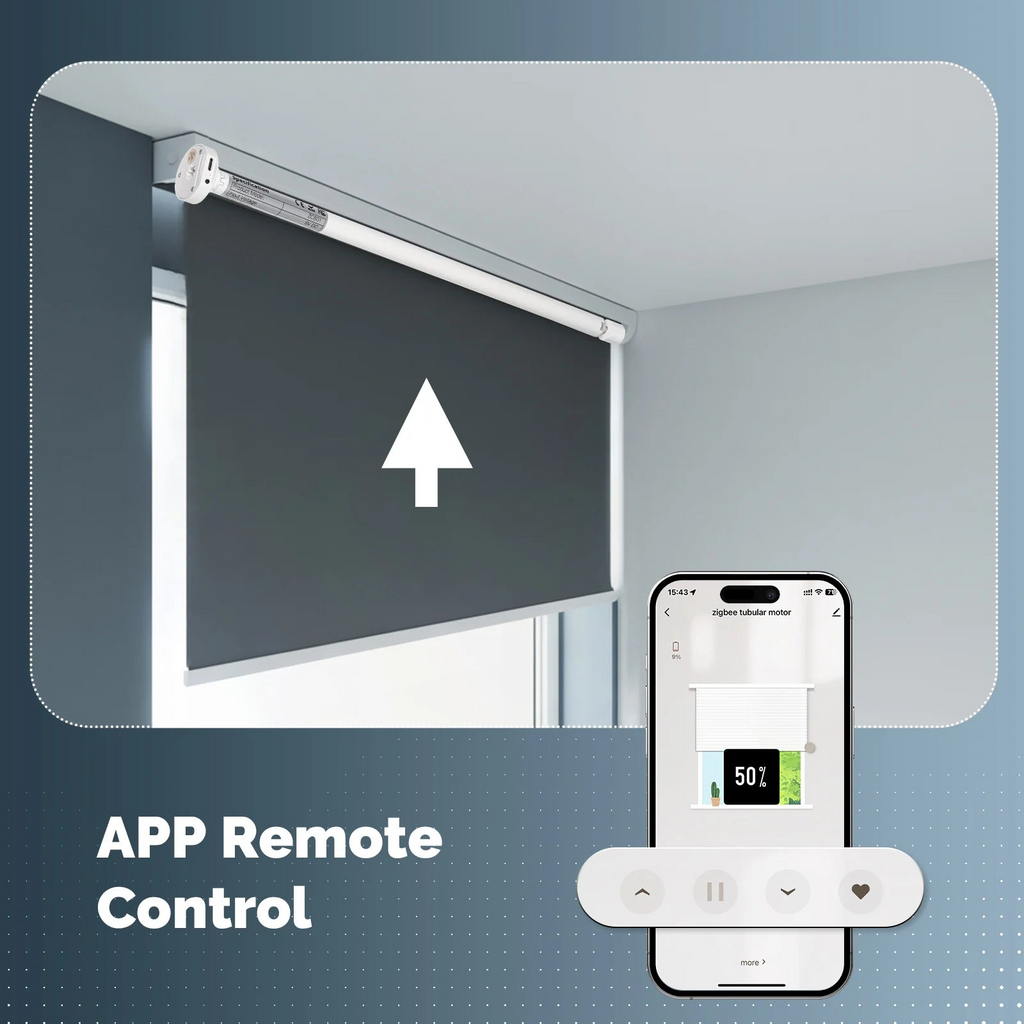 Smartphone app remote control for motorized roller blind