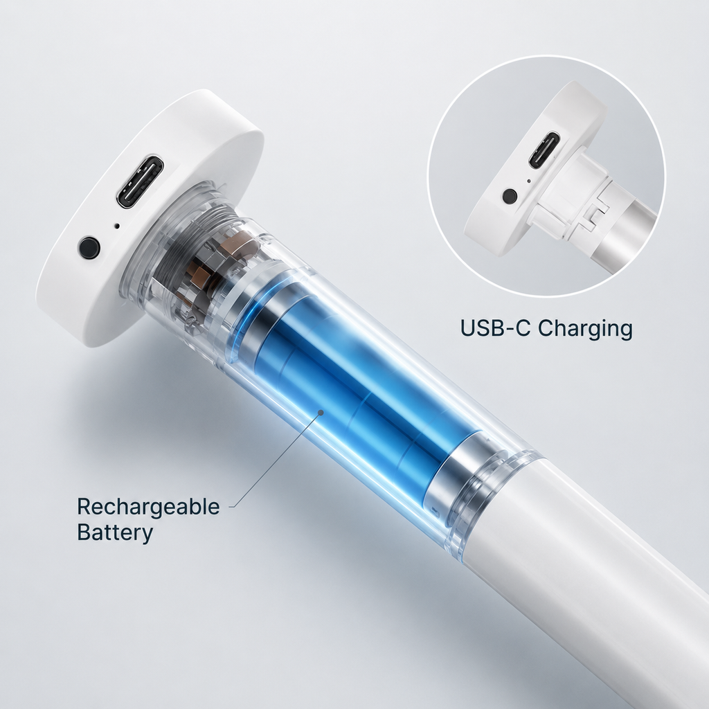 USB-C rechargeable battery detail for ZigBee roller blind motor