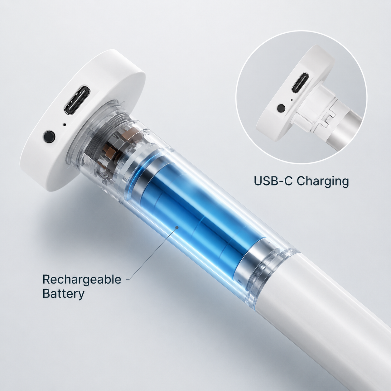 USB-C rechargeable battery detail for ZigBee roller blind motor