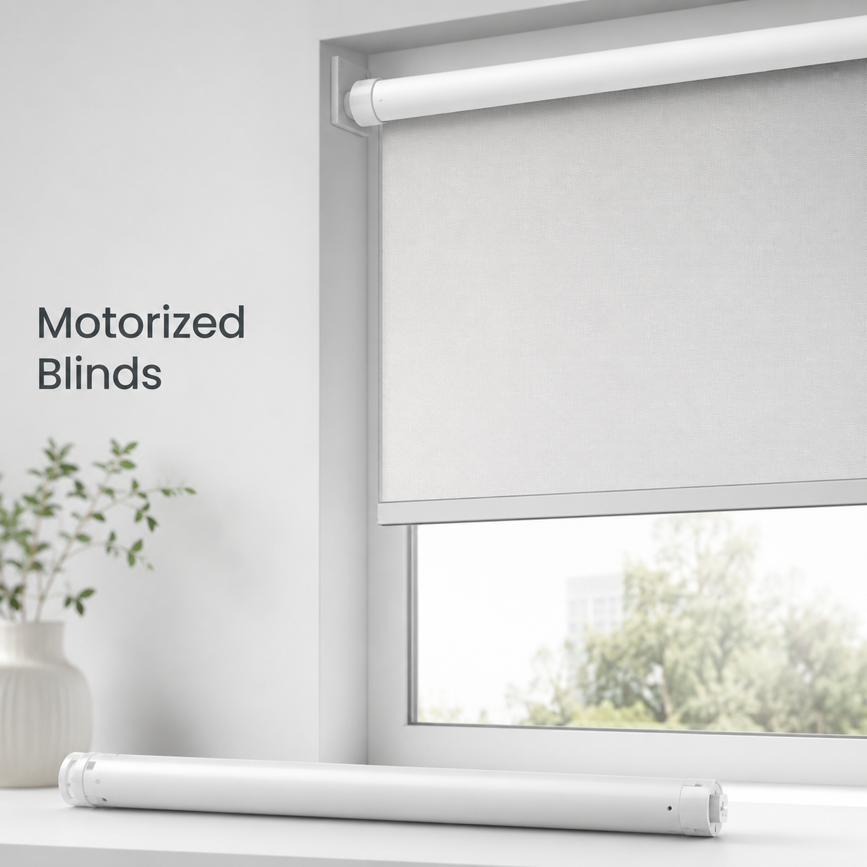 Motorized blinds feature image with rechargeable roller blind motor