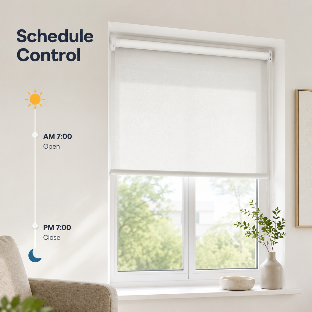 Schedule timer control for automated roller blinds