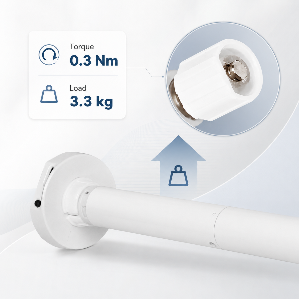 Load bearing and torque detail for rechargeable roller blind motor