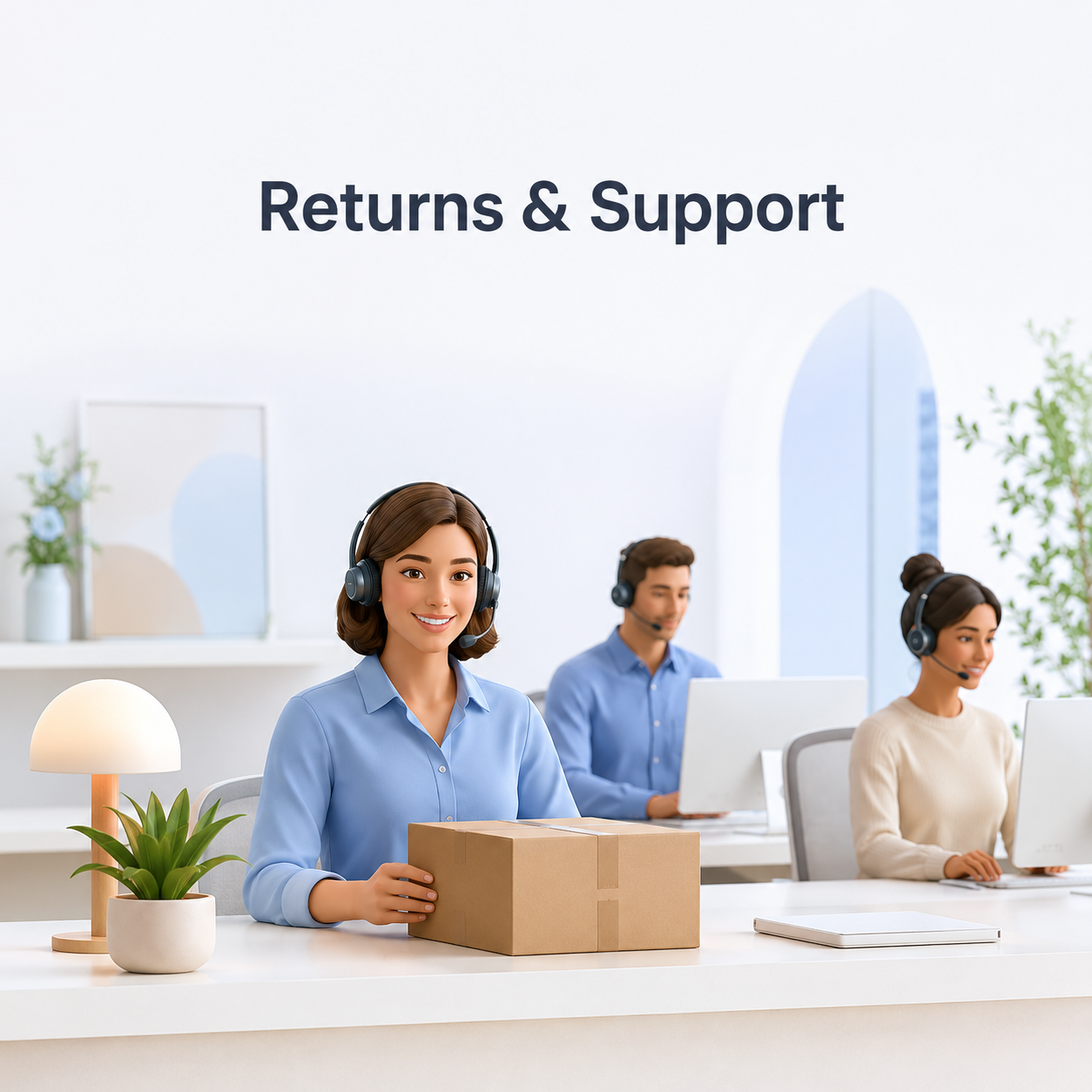 Clean returns and support service visual for product page