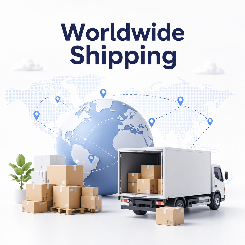 Generic worldwide shipping visual without carrier logos