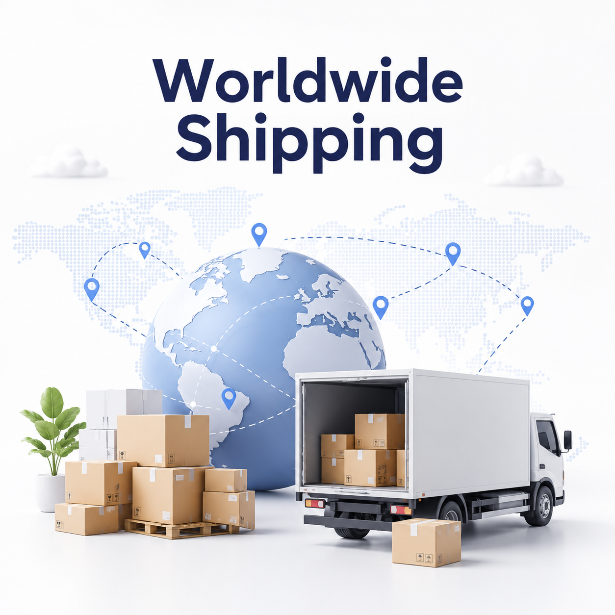 Generic worldwide shipping visual without carrier logos