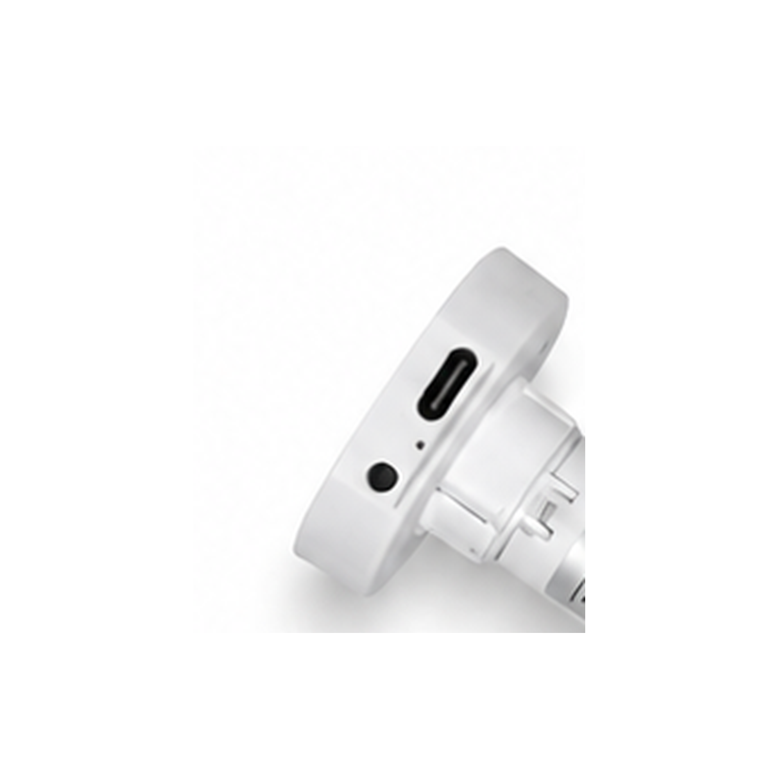 Detail du port USB-C et du bouton du moteur store ZigBee rechargeable 16 mm