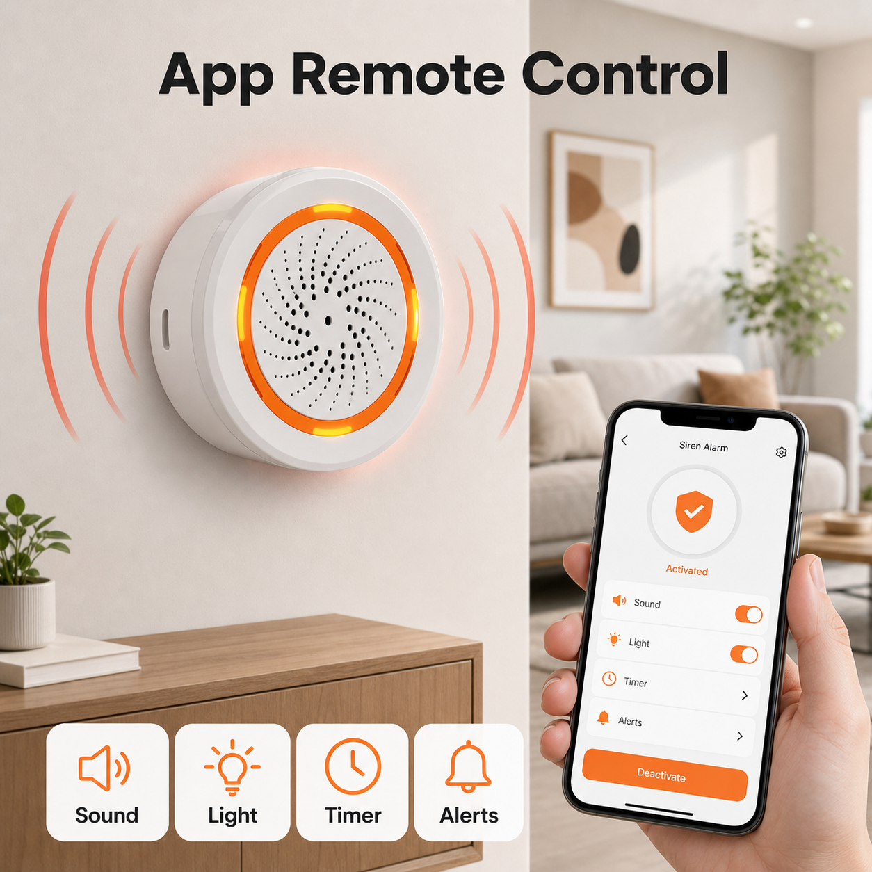 App remote control for Zigbee sound and light siren