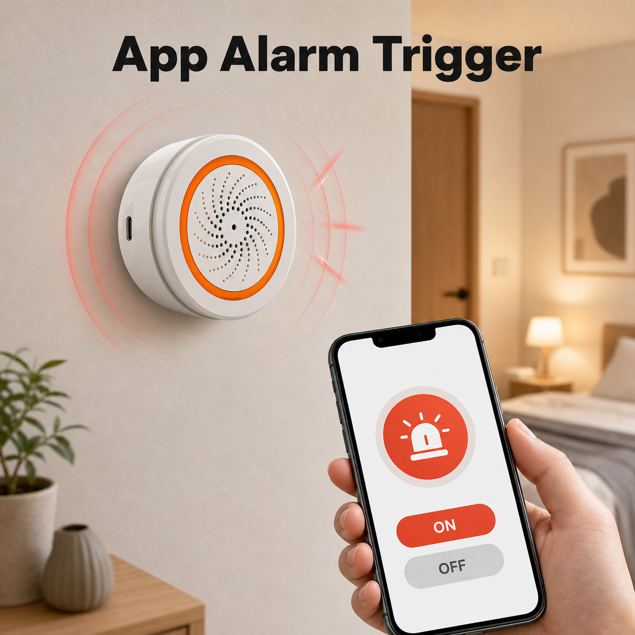 App trigger control for Zigbee sound and light siren