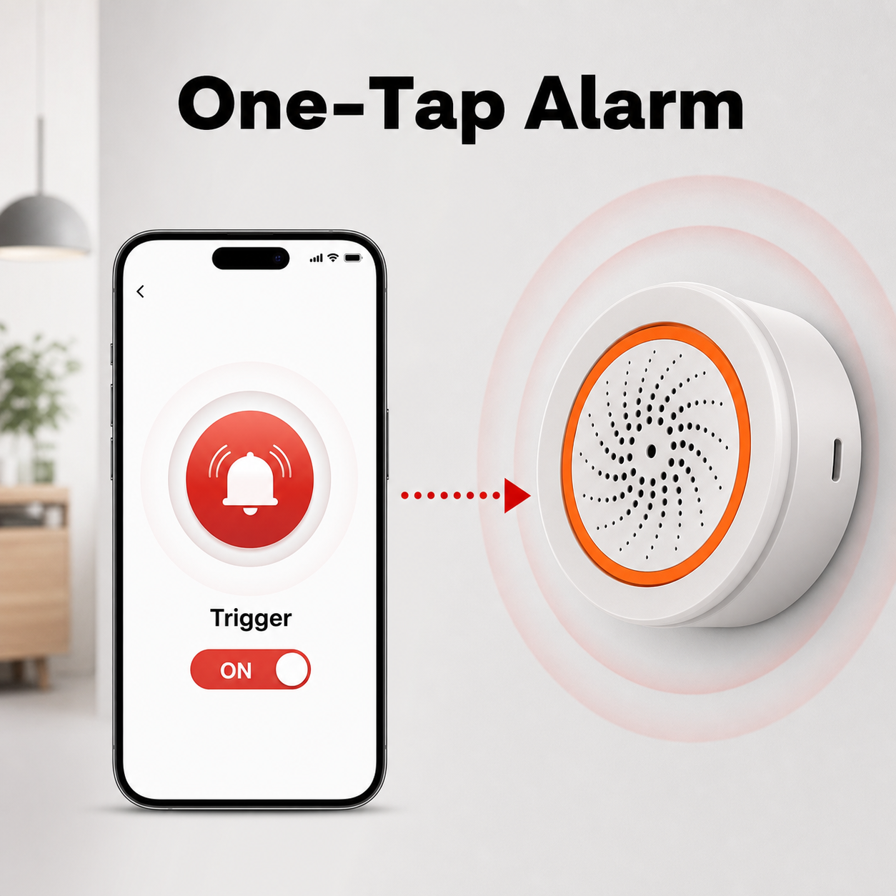 One tap alarm trigger screen for Zigbee siren
