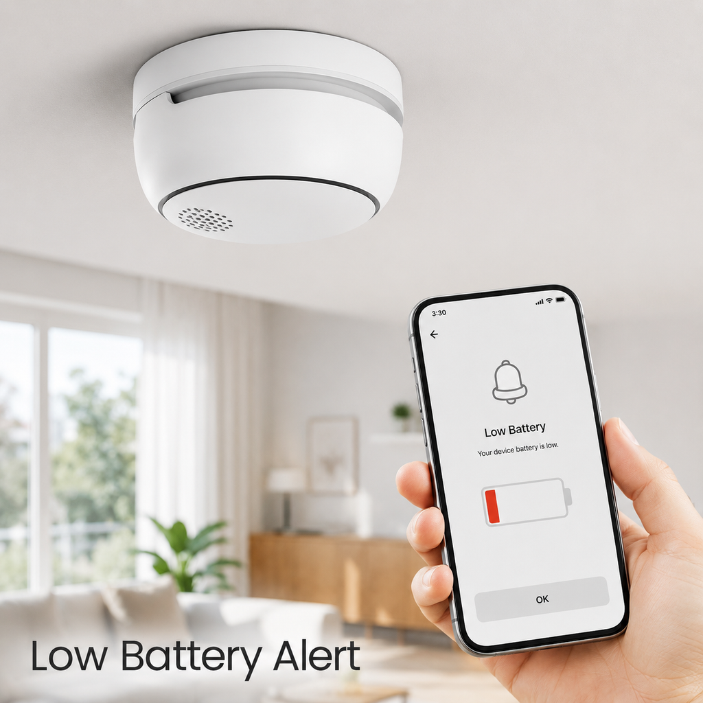 Low battery alert notification for smart smoke detector