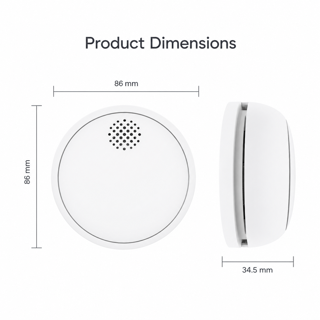 Product size measurements for round smart smoke detector