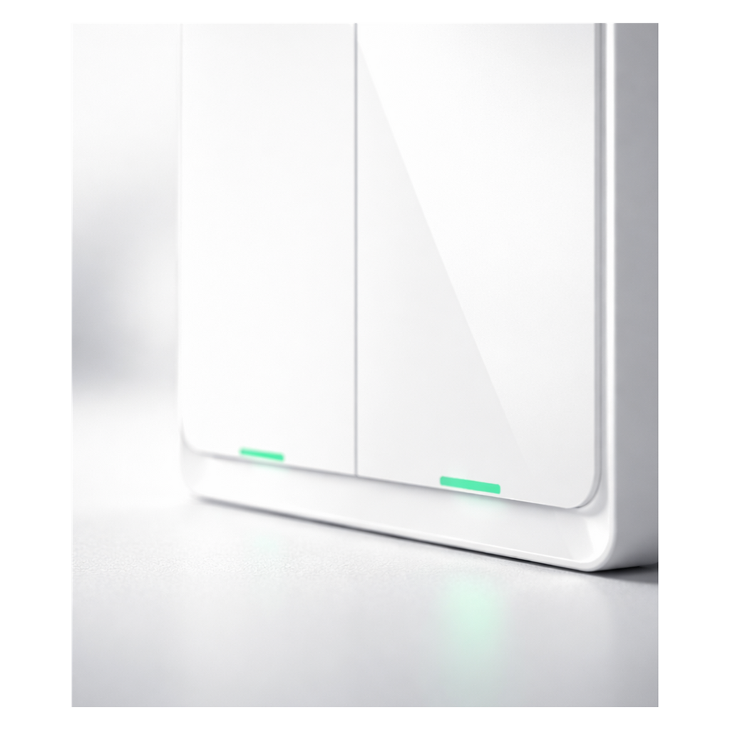 Détail de la surface tactile de l’interrupteur NéoSoft Bluetooth Comfort sur fond blanc.