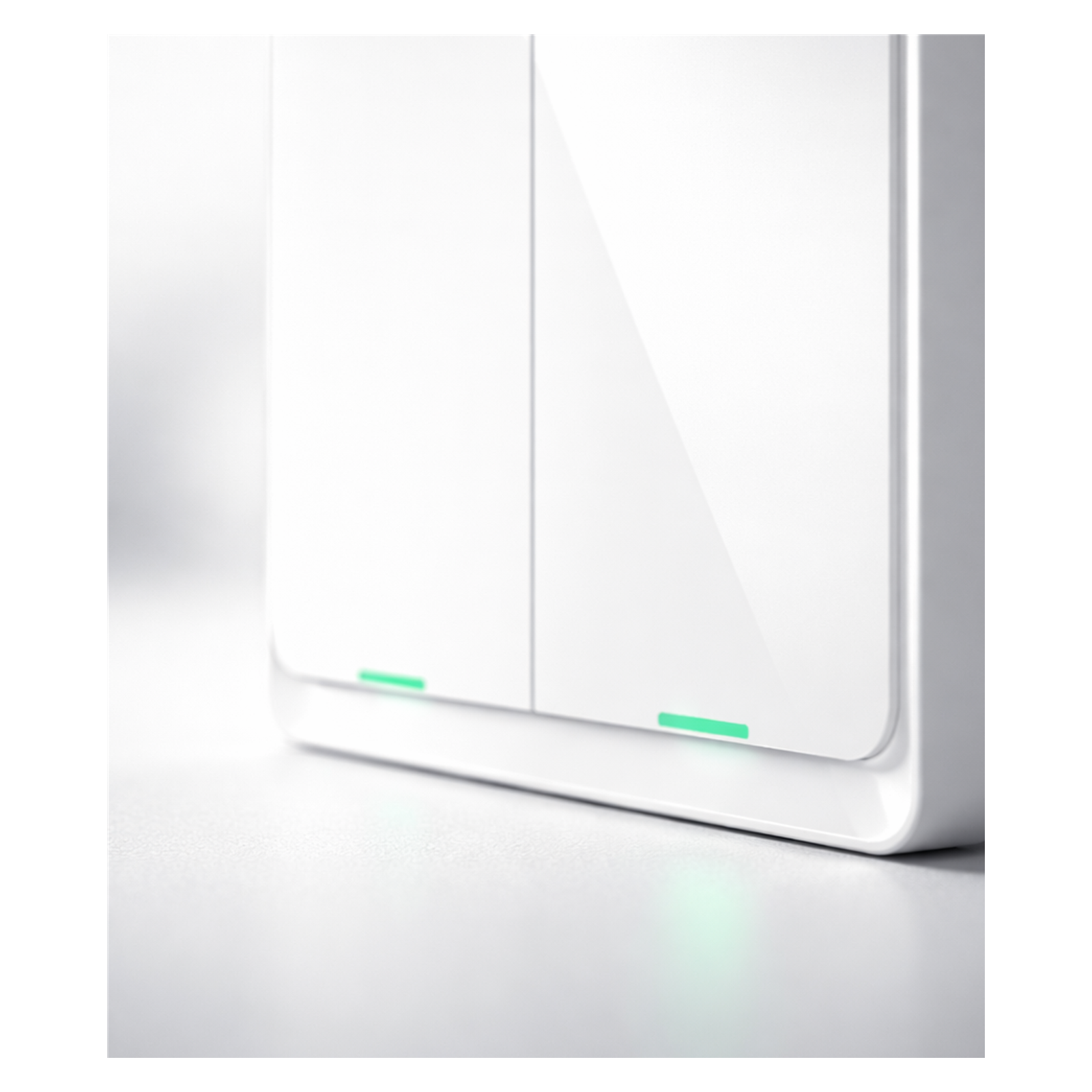 Détail de la surface tactile de l’interrupteur NéoSoft Bluetooth Comfort sur fond blanc.