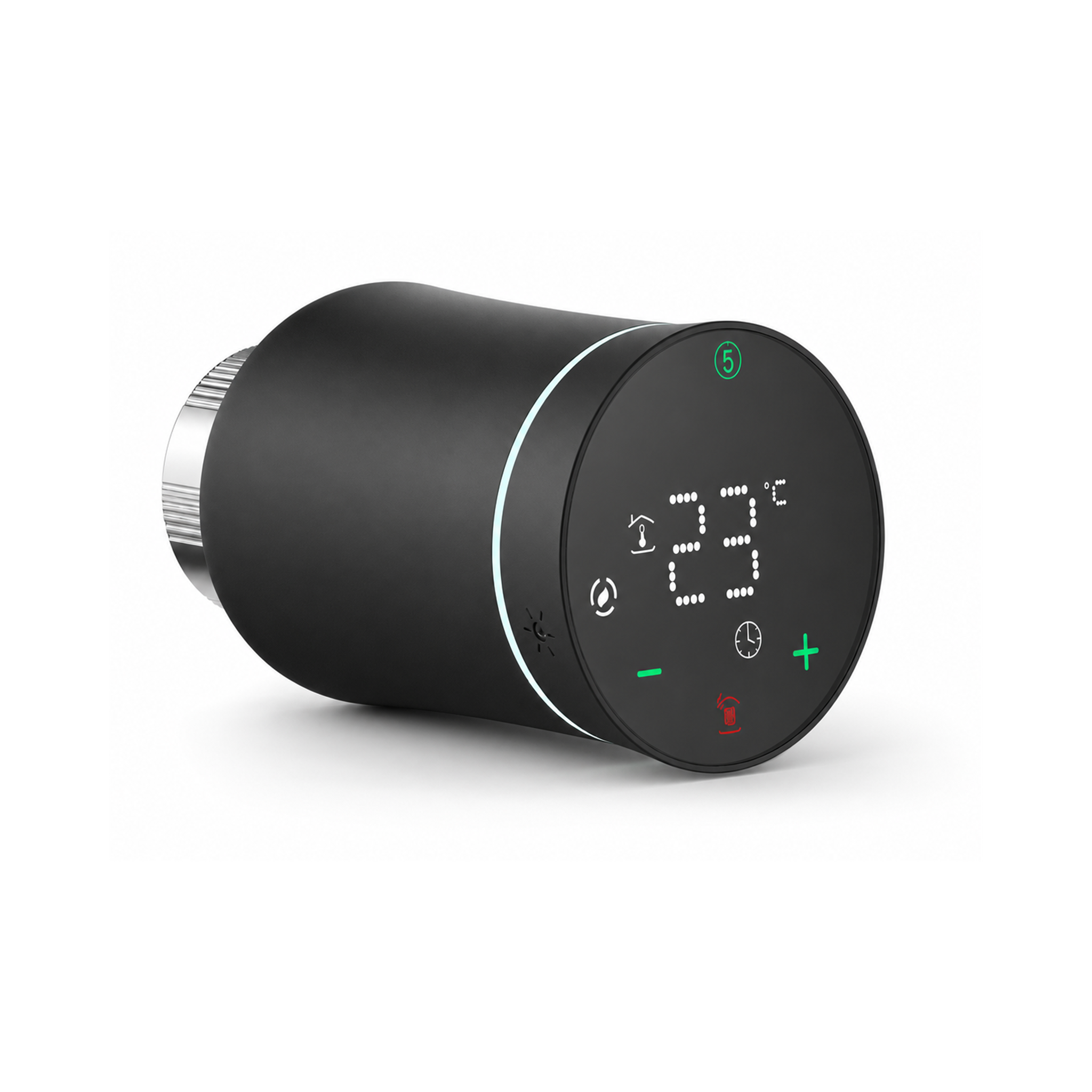 Vanne thermostatique NéoSoft Curve Comfort noir absolu vue de face sur fond studio blanc