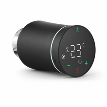 Black smart thermostatic radiator valve with LED temperature display