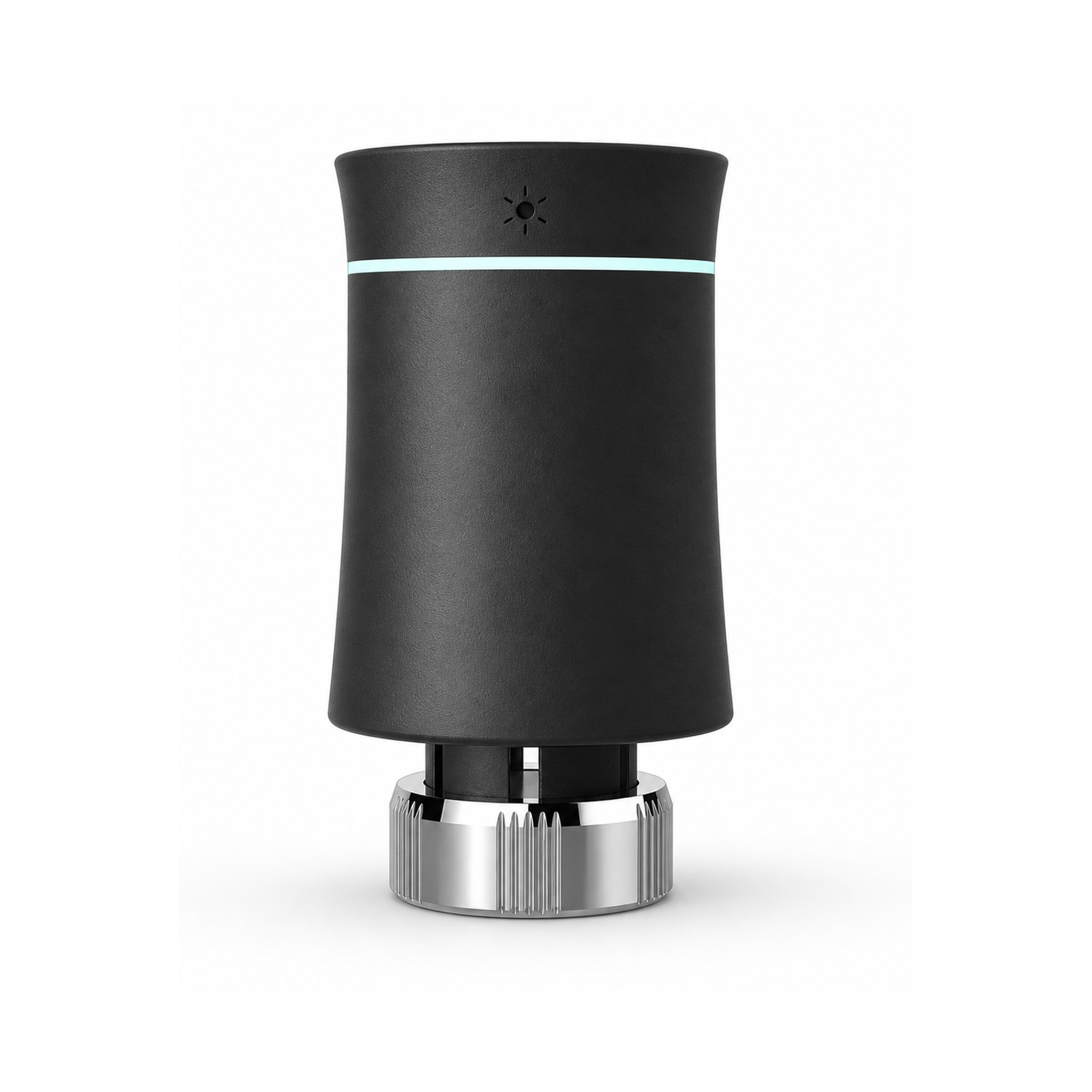 Vanne thermostatique NéoSoft Curve Comfort noir absolu vue arrière sur fond studio blanc