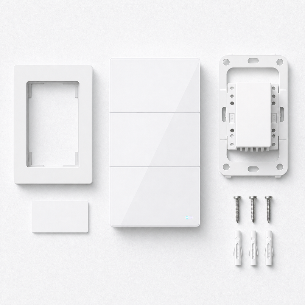 NéoSoft Essential installation kit with switch frame screws and wall plugs