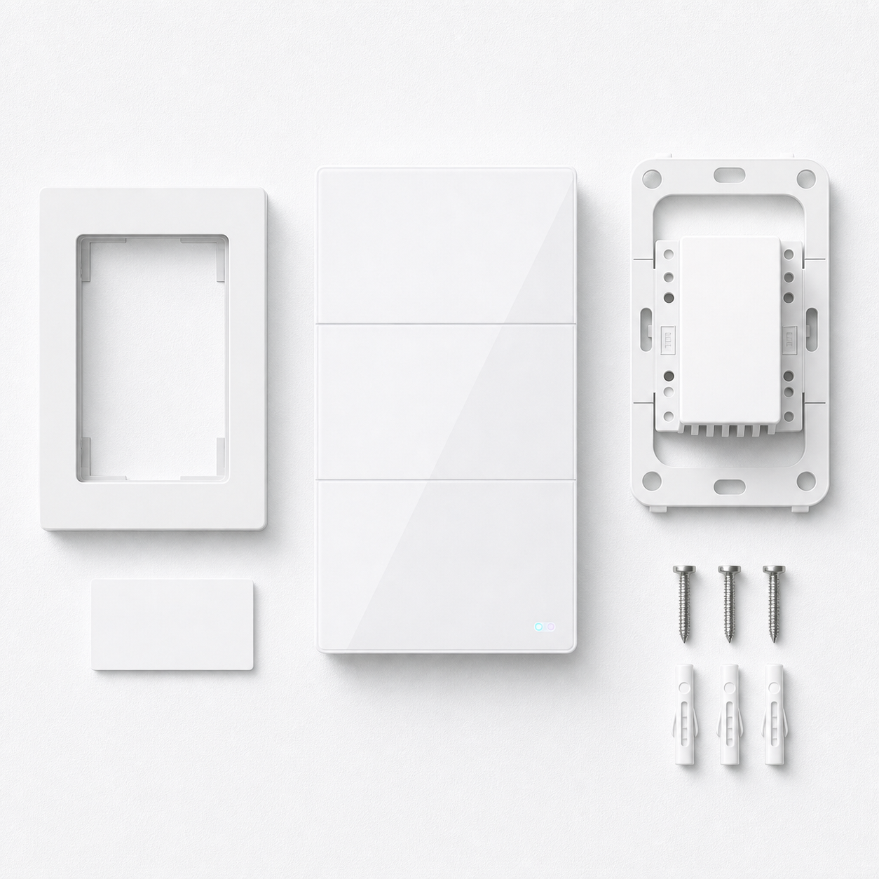 NéoSoft Essential installation kit with switch frame screws and wall plugs