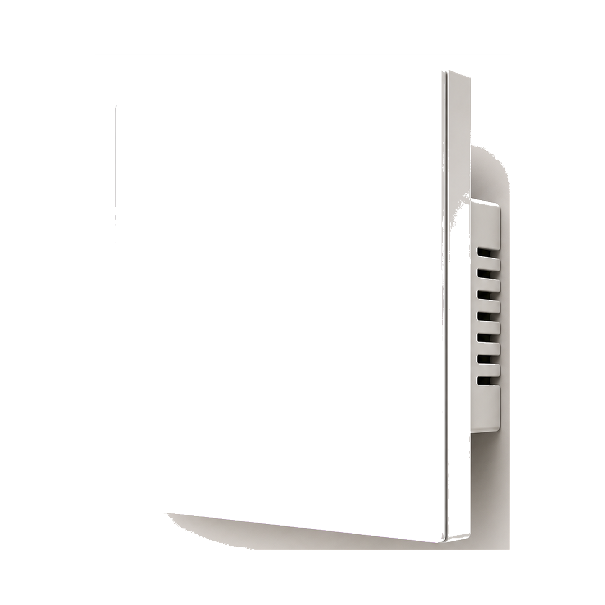 Interrupteur connecte Zigbee NeoSoft Essential blanc pur a un canal sur fond studio blanc.