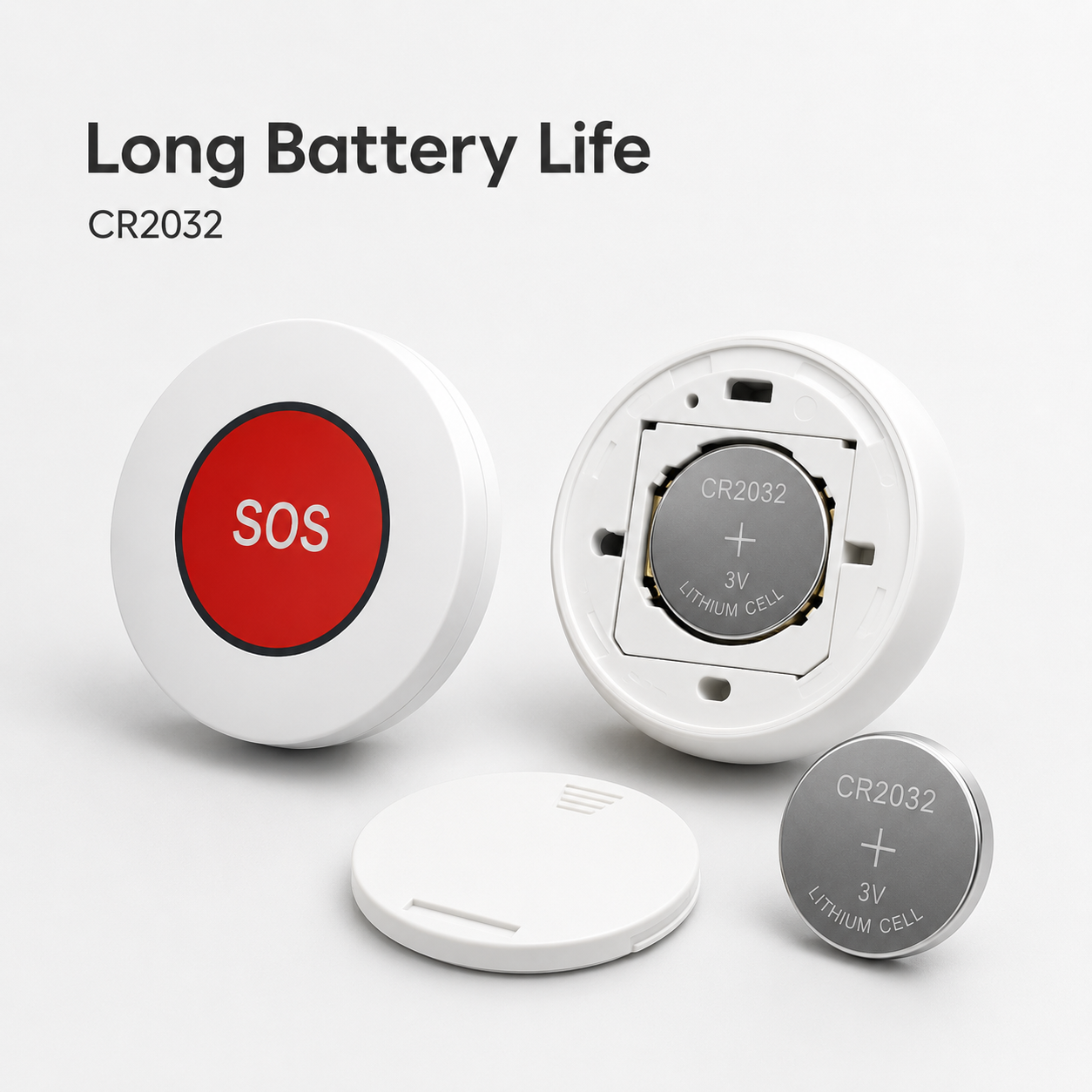 Battery life and CR2032 detail for SOS button