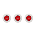Trois boutons d'urgence ZigBee NéoSOS Comfort sur fond blanc